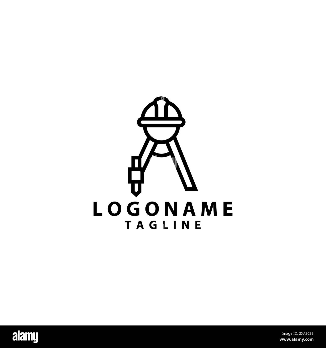 vecteur de conception de logo d'ancre d'architecte de casque de tête Illustration de Vecteur