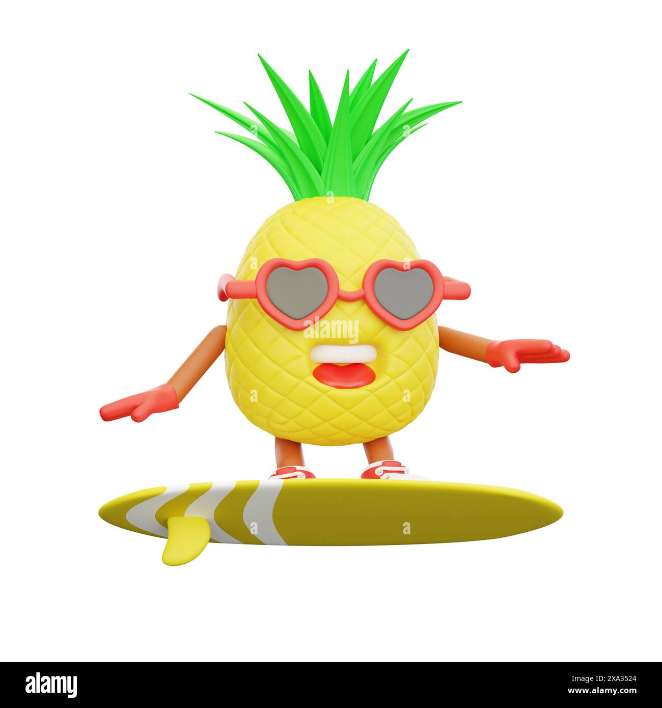 3D rend le dessin d'un adorable personnage d'ananas pour les vacances d'été Banque D'Images