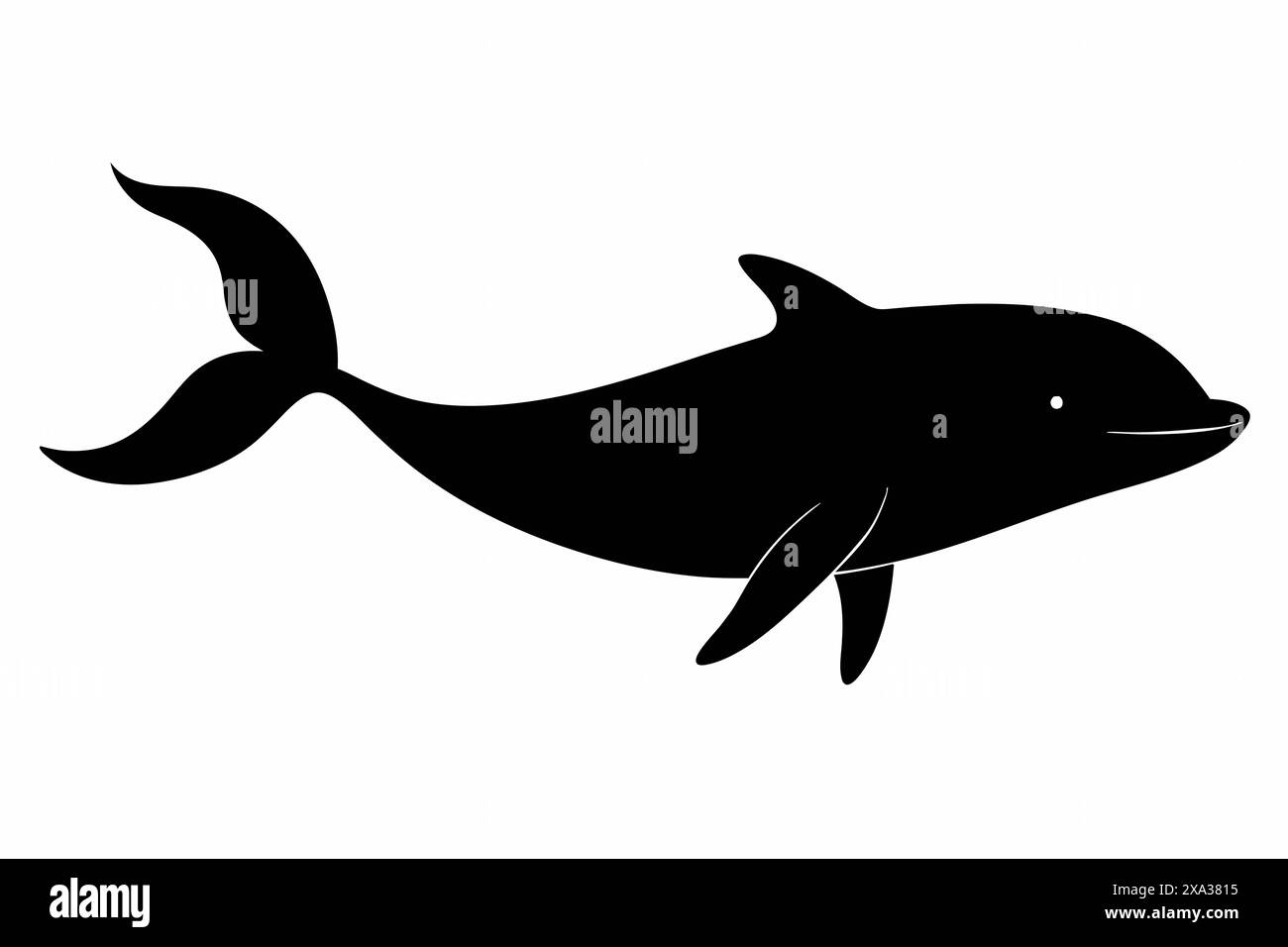 Silhouette noire de baleine isolée sur un fond blanc. Concept d'illustration d'animaux marins, style minimaliste, vie océanique, créature aquatique. Imprimer Illustration de Vecteur