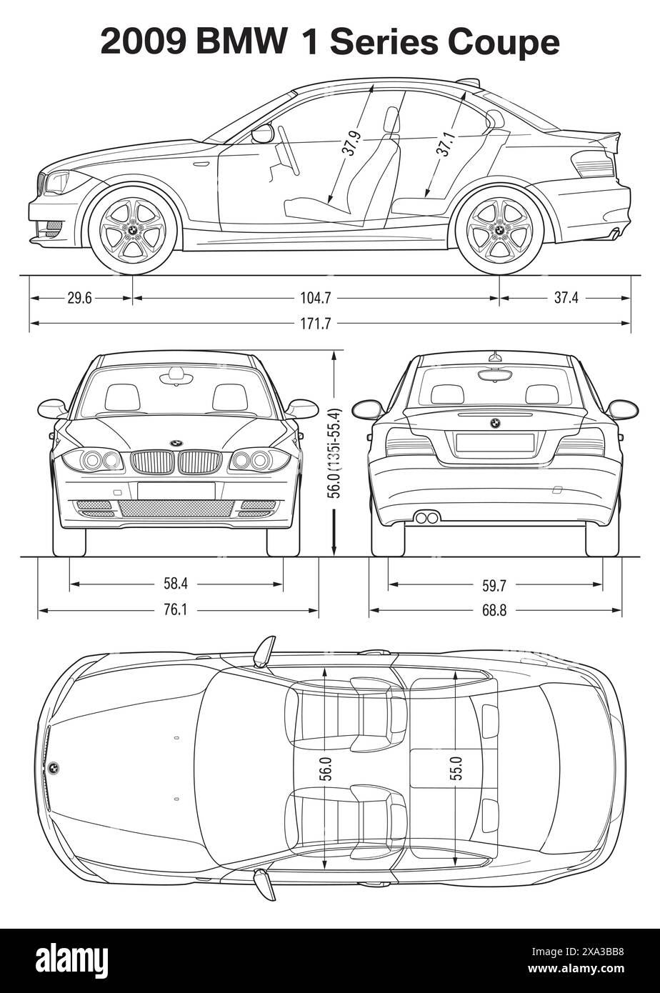 Modèle de voiture BMW série 1 coupé 2009 Illustration de Vecteur