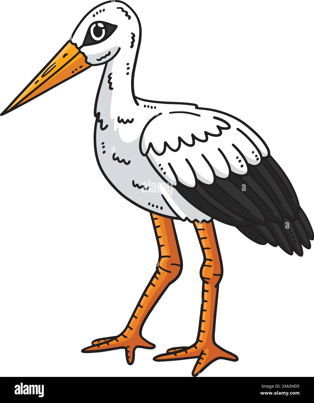 White Stork Bird Cartoon Colored Clipart Illustration de Vecteur