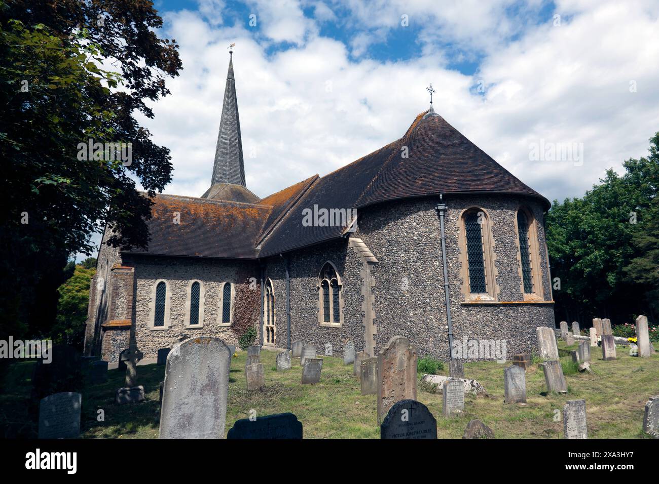 Vue arrière de l'église St Martins, rue Eynsford Hight, Kent, Banque D'Images