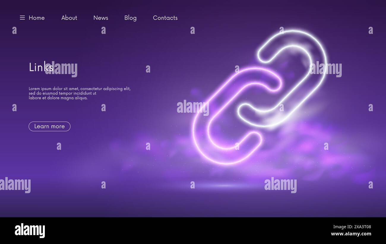 Icône de ligne de lien lumineux, connexion et communication, symbole de chaîne, technologie futuriste avec lueur de néon violet dans la fumée, backgrou d'affaires vectoriel Illustration de Vecteur