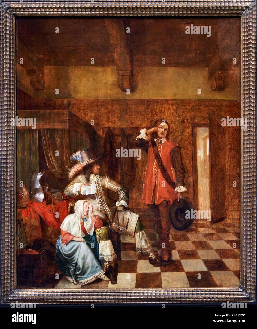 Bringer of Bad News, 1655, Pieter de Hooch, (Rotterdam, 1629 - Haarlem, 1684), Musée National d'Art Catalan, Museu Nacional d'Art de Catalunya, MNAC, Barcelone, Espagne, Europe. Banque D'Images