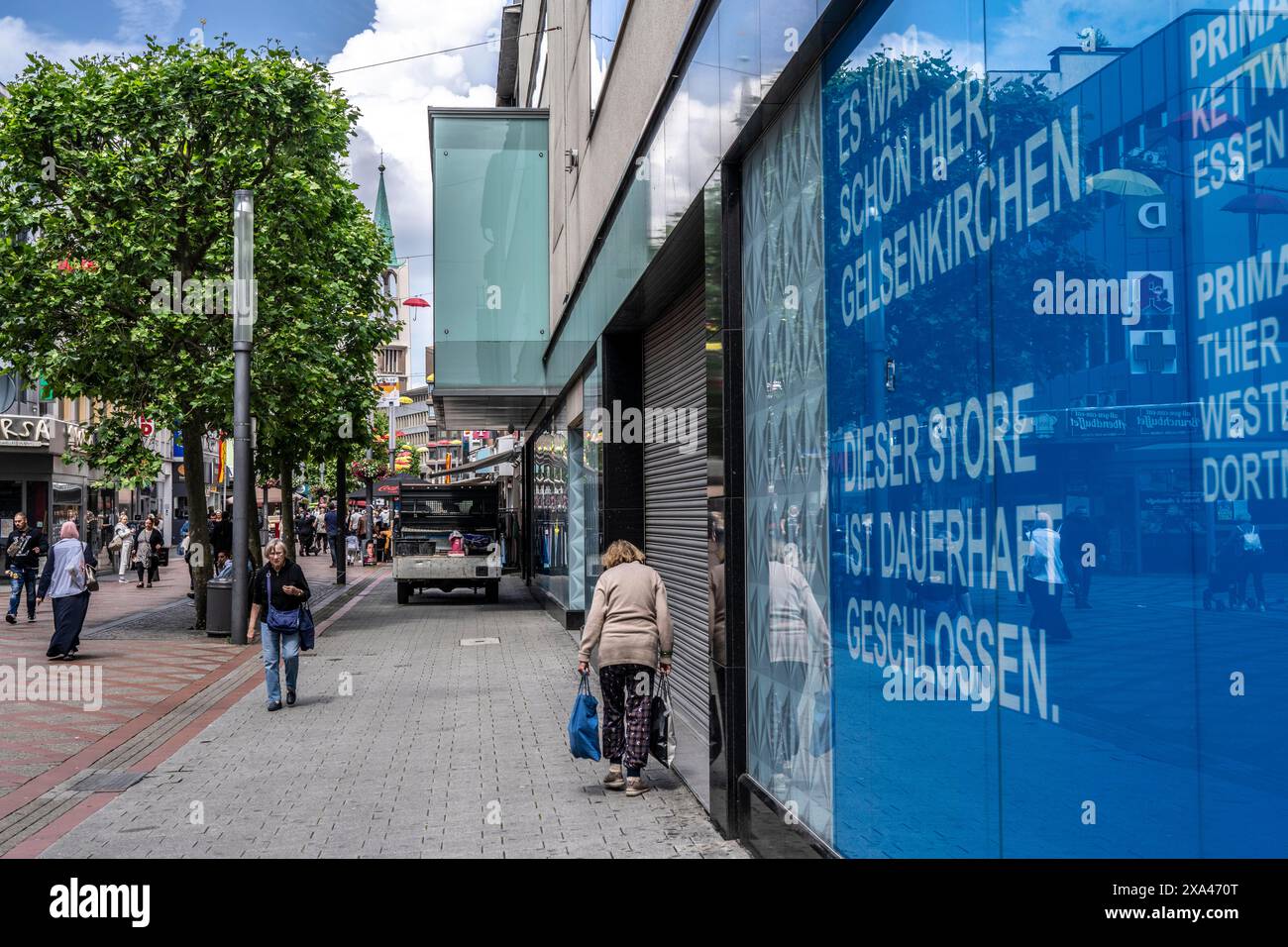 La succursale fermée de la chaîne de grands magasins de mode Primark à Gelsenkirchen, sur Bahnhofstraße, NRW, Allemagne, Banque D'Images