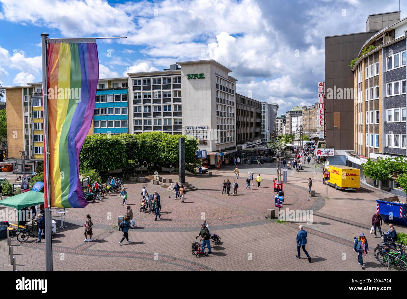 Le centre-ville de Mülheim an der Ruhr, Schloßstraße, Kurt-Schumacher-Platz, zone piétonne, rue commerçante, NRW, Allemagne, Banque D'Images