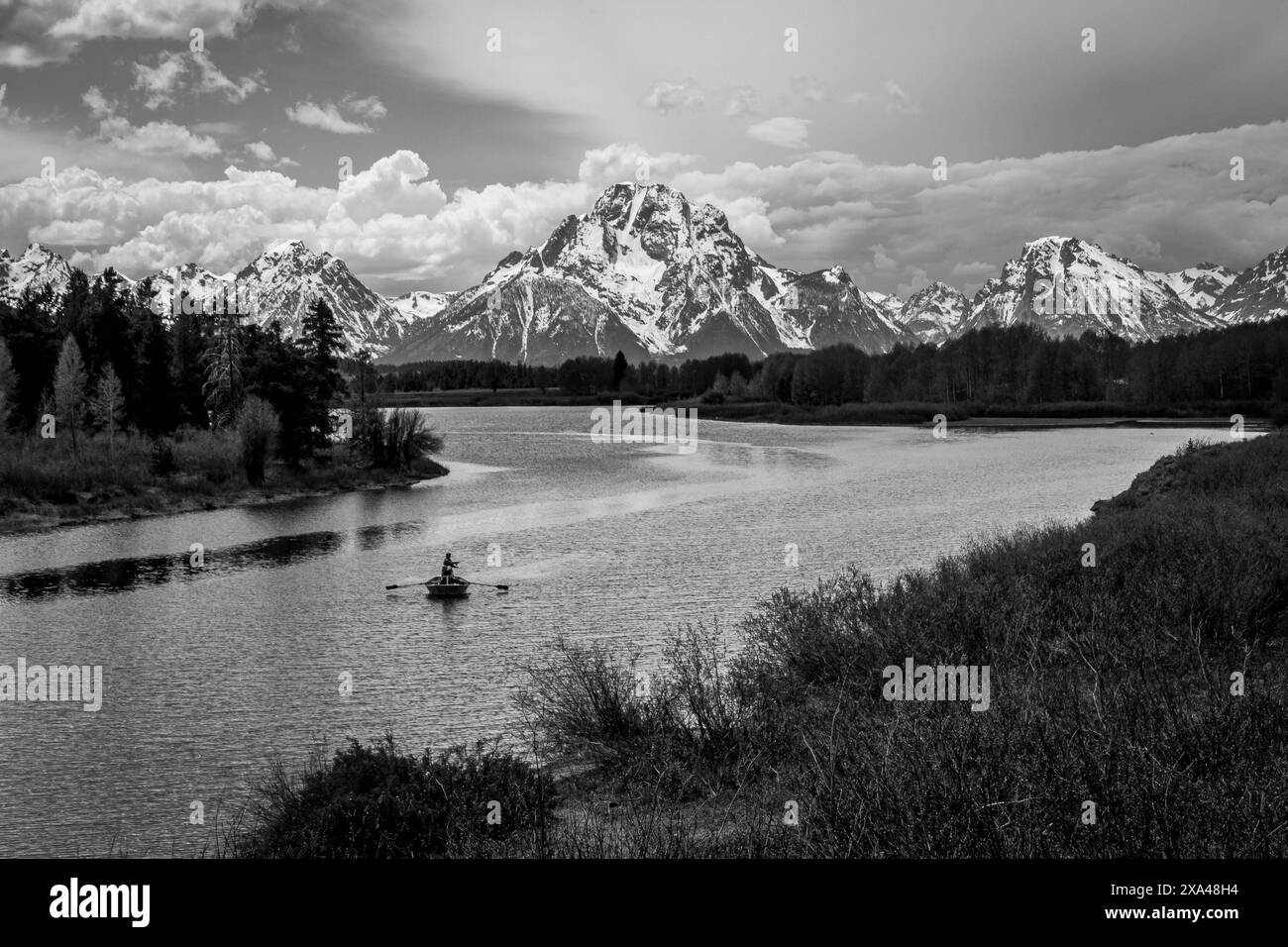 Pêche sur la rivière Snake dans le parc national de Grand Teton Banque D'Images