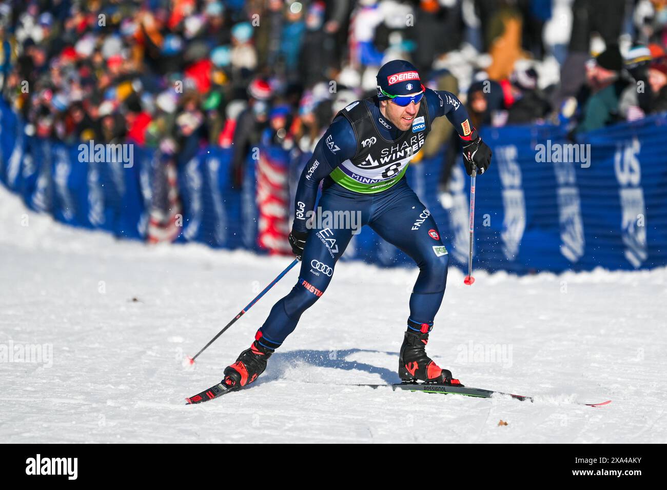 L'Italien Federico Pellegrino participe au sprint, à la Coupe du monde de ski de fond FIS, au parc régional Theodore Wirth à Minneapolis, Minnesota, États-Unis. Banque D'Images