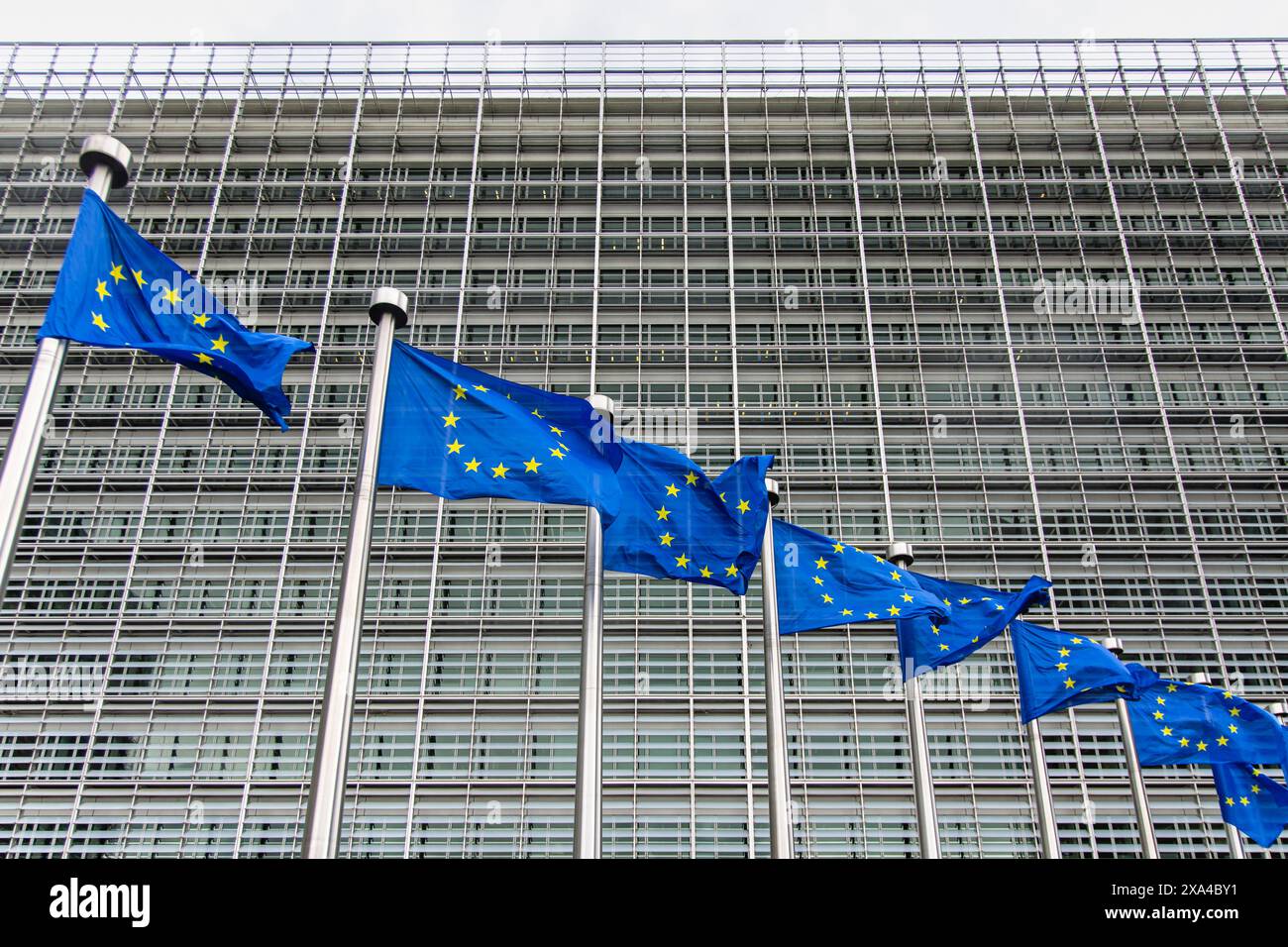 BRUXELLES - drapeaux européens au bâtiment de la Commission européenne. ANP / Hollandse Hoogte / Sandra Uittenbogaart pays-bas Out - belgique Out Banque D'Images