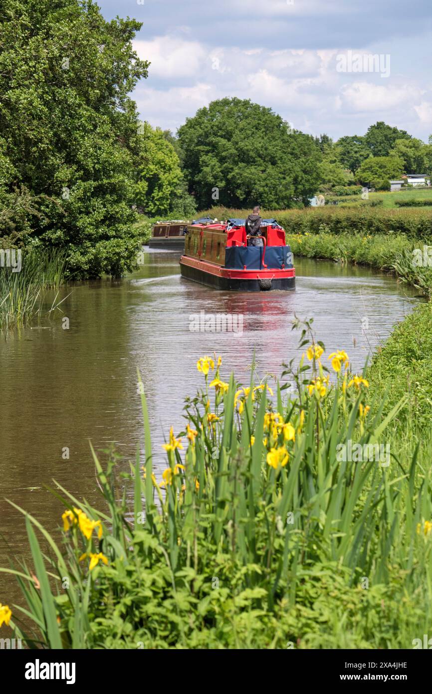 Le canal Worcester & Birmingham sur le vol de l'écluse de Tardebigge, Worcestershire, Angleterre, Royaume-Uni Banque D'Images