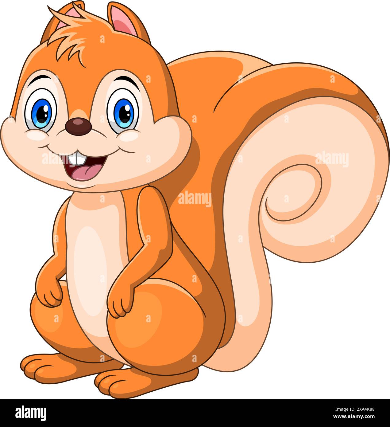 Cartoon heureux écureuil isolé sur fond blanc Illustration de Vecteur