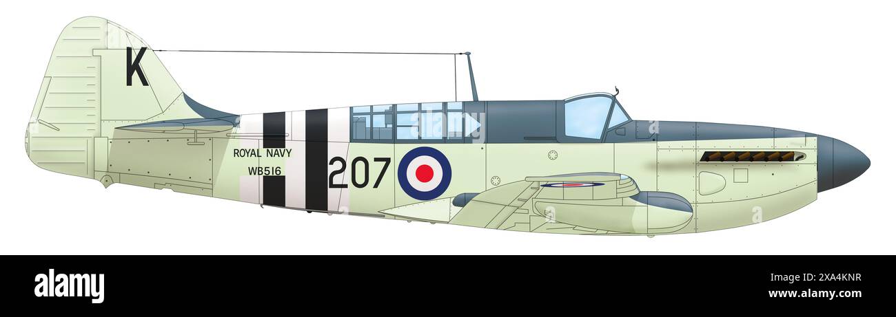 Fairey Firefly Mk 6 (WB516, K 207) du 817e Squadron Royal Australian Navy Fleet Air Arm, HMAS Sydney, octobre 1951 Banque D'Images