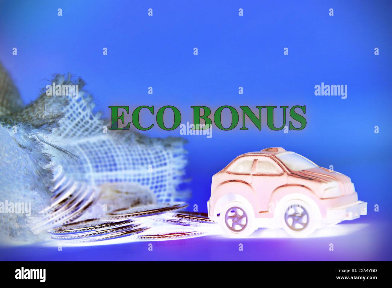 Concept « Eco Bonus » d'incitation du gouvernement italien à l'achat d'une nouvelle voiture. Banque D'Images