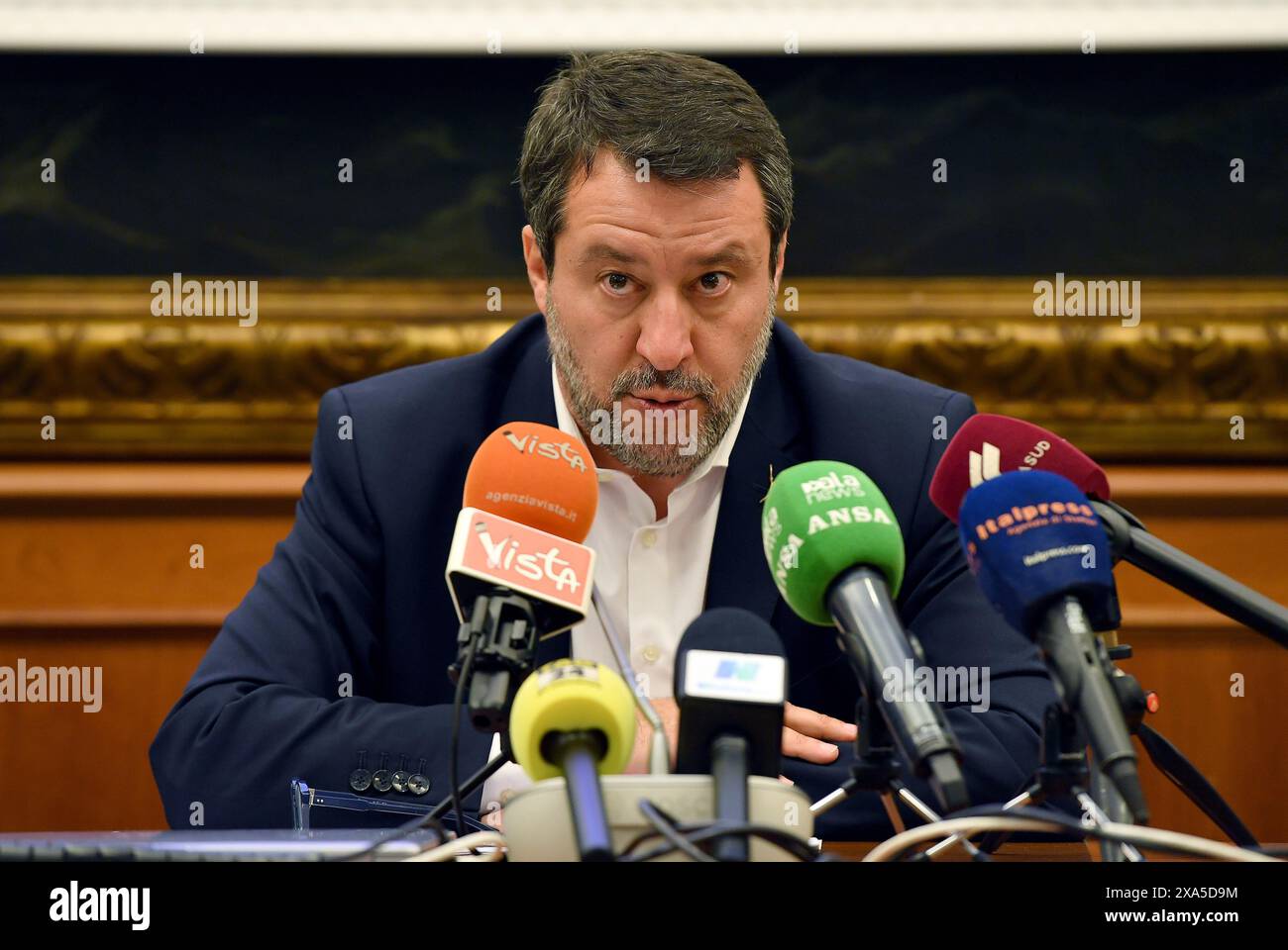 Italie, Rome, 04 juin 2024 : Conférence de presse de la Ligue (Lega) sur les amendements en vue de la conversion du décret Save Home, en photo Matteo Salvini photo © Fabio Cimaglia/Sintesi/Alamy Live News Banque D'Images