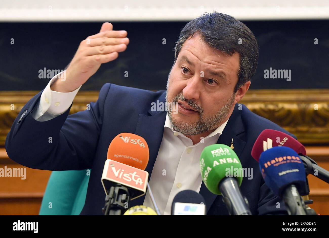Italie, Rome, 04 juin 2024 : Conférence de presse de la Ligue (Lega) sur les amendements en vue de la conversion du décret Save Home, en photo Matteo Salvini photo © Fabio Cimaglia/Sintesi/Alamy Live News Banque D'Images