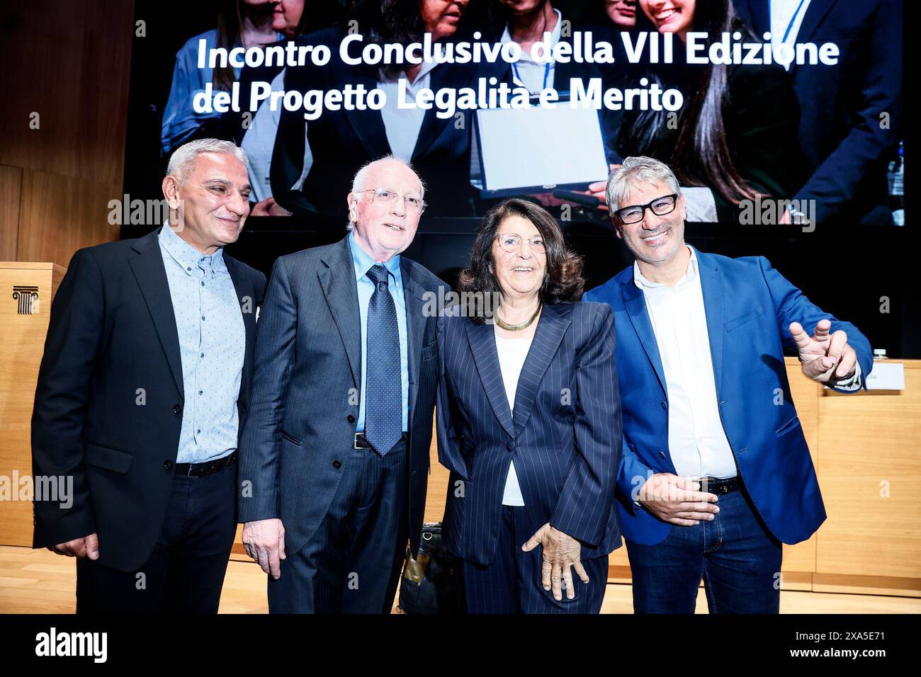 Roma, Italie. 04 juin 2024. LUISS, Francesco de Masi Giovanni Colonia Giacomo Silvano attori di Cesare DEVE Morire ex detenuti presenti al Progetto Legalit&#xe0 ; e Merito Organizato da Paola Severino - Cronaca - Roma, Italia -Marted&#xec;, 4 Giugno 2024 (foto Cecilia Fabiano/LaPresse) LUISS, Francesco de Masi Giovanni Colonia Giacomo Silvano acteurs de Cesare Must Die anciens prisonniers participe au projet légalité et crédit organisé par Paola Severino - Actualités - Rome, Italie - mardi, 4 juin 2024 (photo Cecilia Fabiano/LaPresse) crédit : LaPresse/Alamy Live News Banque D'Images