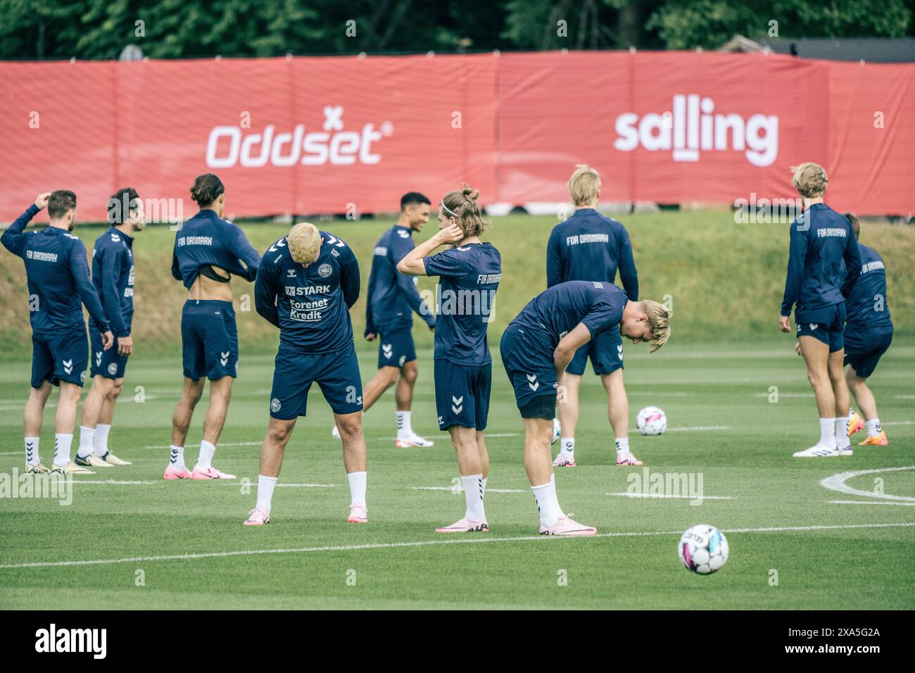 Elsinore, Danemark. 04 juin 2024. Entraînement avec l'équipe nationale de football à Helsingoer le mardi 4 juin 2024. Le Danemark jouera dans le groupe C lors de la finale EM 2024. (Photo : Thomas Traasdahl/Scanpix 2024) crédit : Ritzau/Alamy Live News Banque D'Images