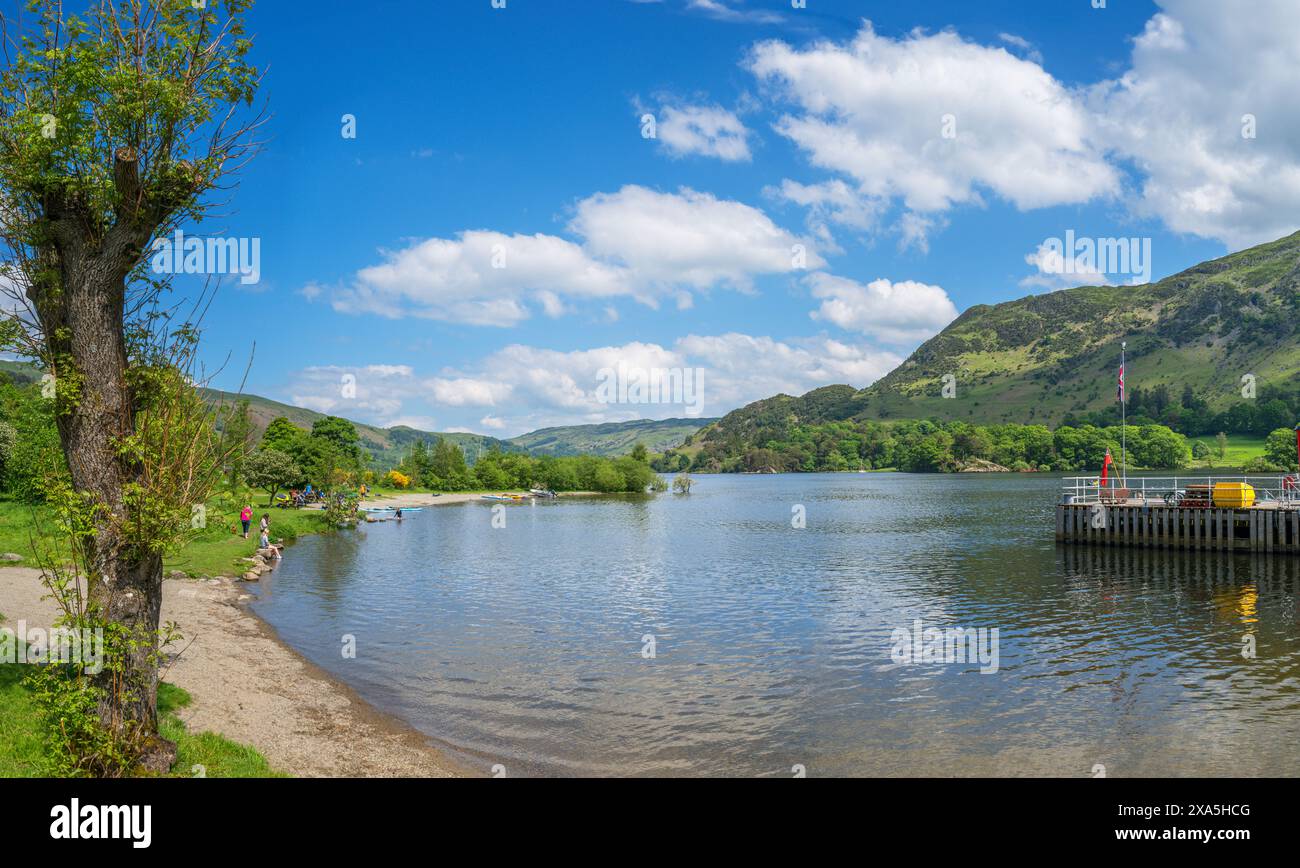 Quai de bateau et plage à Glenridding, Ullswater, Lake District, Cumbria, Royaume-Uni Banque D'Images