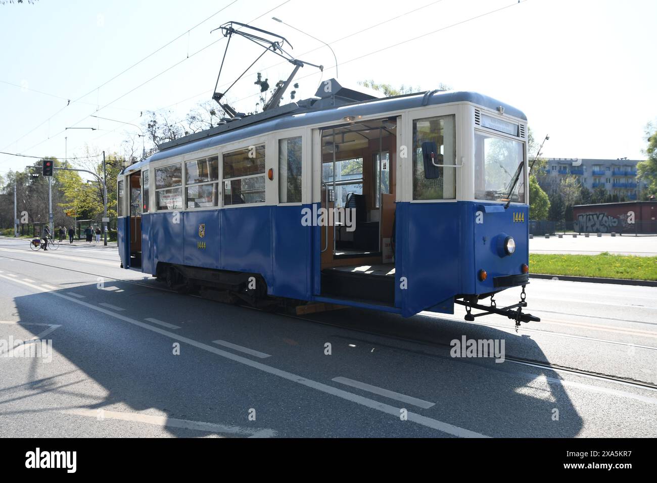 Un vieux tramway historique dans la ville de Wroclaw en Pologne Banque D'Images