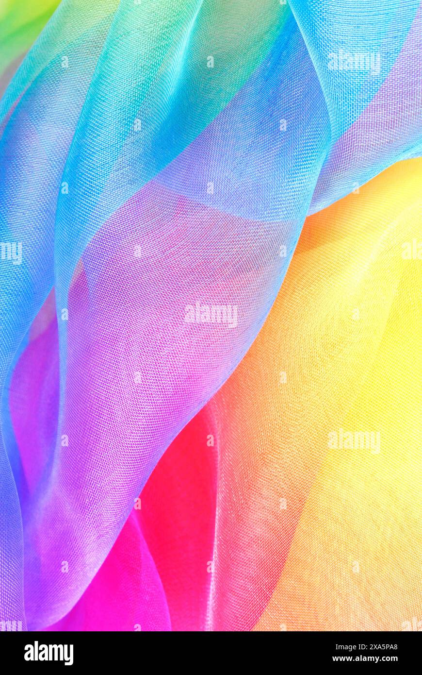gros plan du fond de texture de tissu d'organza multicolore Banque D'Images