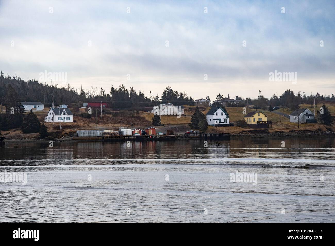 Maisons en bord de mer à Louisbourg, Nouvelle-Écosse, Canada Banque D'Images