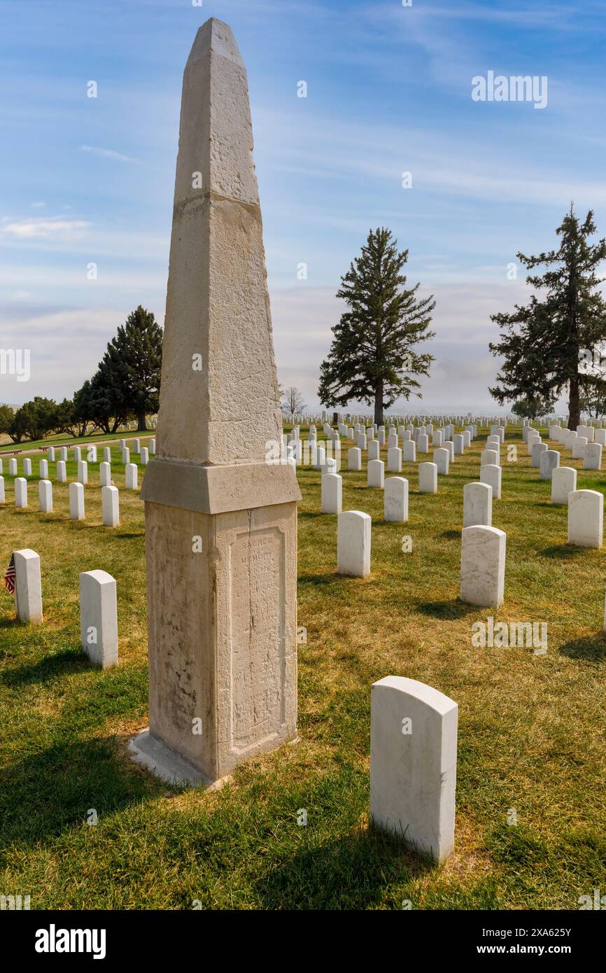 Monument commémoratif de guerre, monument national du champ de bataille de Little Bighorn, Hardin, Montana, États-Unis Banque D'Images
