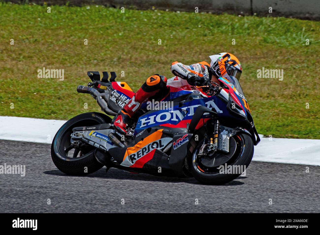 3 juin 2024 ; Autodromo Internazionale del Mugello, Scarperia e San Piero, Florence, Italie ; Journée des essais MotoGP italiens 2024 ; Luca Marini sur sa moto Repsol Honda Team Banque D'Images