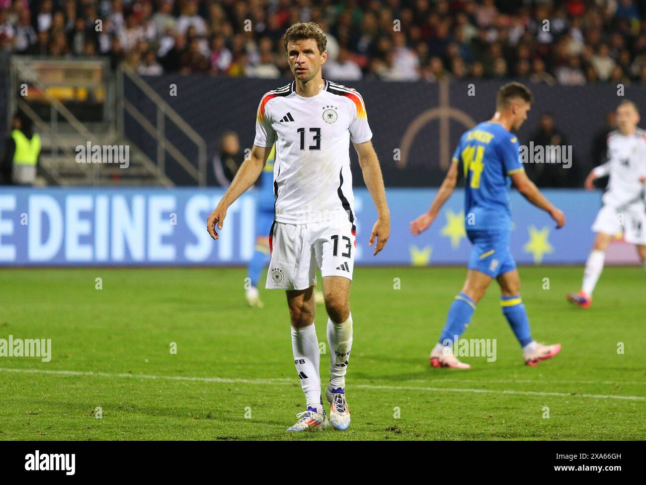 Nuremberg, Allemagne. 3 juin 2024. Thomas Muller d'Allemagne en action lors du match amical Allemagne contre Ukraine au Max-Morlock-Stadion à Nuremberg, en Allemagne. Crédit : Oleksandr Prykhodko/Alamy Live News Banque D'Images