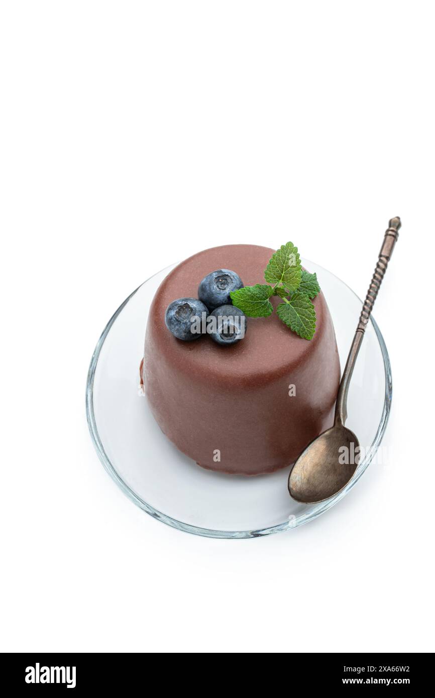 Fromage à pâte molle glacé au chocolat isolé sur blanc Banque D'Images