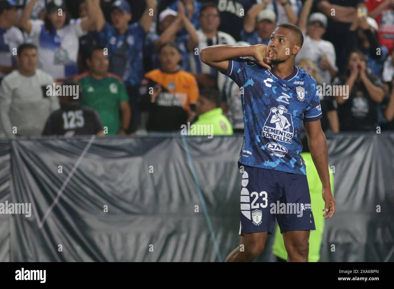 Pachuca de Soto, Mexique. 01 juin 2024. Salomon Rodon #23 de Pachuca célébrant après avoir marqué un but lors du match final de la CONCACAF Champions Cup 2024 entre Columbus Crew et Tuzos de Pachuca à Estadio Hidalgo. Pachuca bat Columbus Crew 3-0. Le 1er juin 2024 à Pachuca, Mexique. (Photo par Ismael Rosas / Eyepix Group / Sipa USA) crédit : Sipa USA / Alamy Live News Banque D'Images