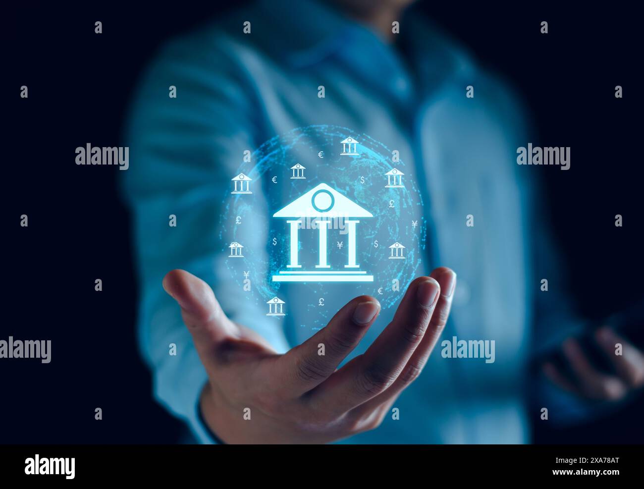 banque centrale et concept de monnaie internationale. Homme d'affaires échangeant dollar Yuan Yen Pound sterling et Euro pour forex et change mon Banque D'Images