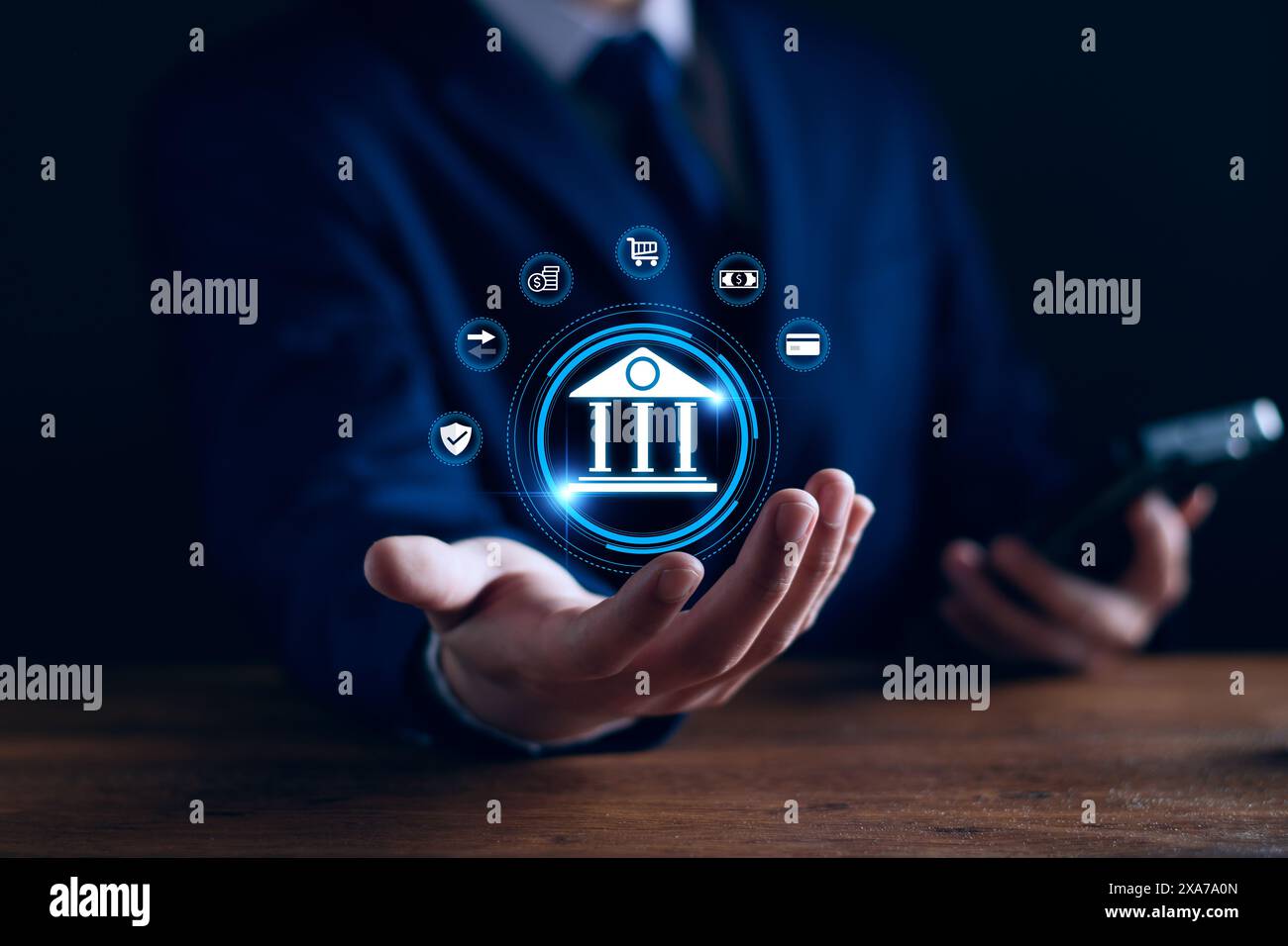 Concept de paiement numérique en ligne. Les gens d'affaires utilisant un téléphone intelligent mobile, paiement en ligne, banque, achats en ligne. Technologie banque en ligne applicat Banque D'Images