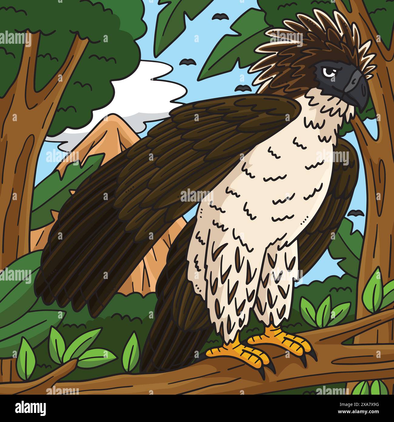 Philippine Eagle Colored Cartoon illustration Illustration de Vecteur