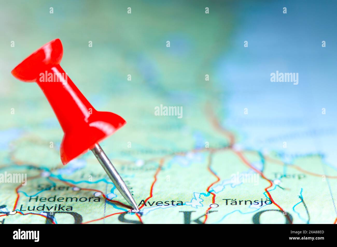 Avesta, Suède pin sur la carte Banque D'Images