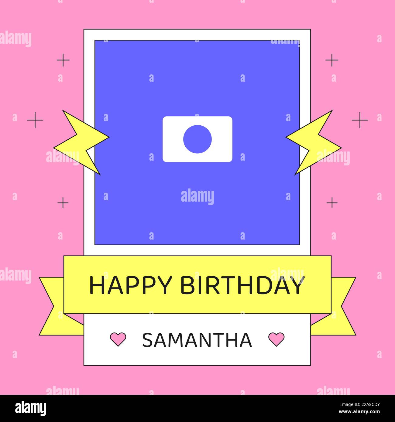 Joyeux anniversaire publication de médias sociaux avec copie espace modèle de conception de photo illustration vectorielle groovy. Festive félicitations célébration de vacances Decorat Illustration de Vecteur