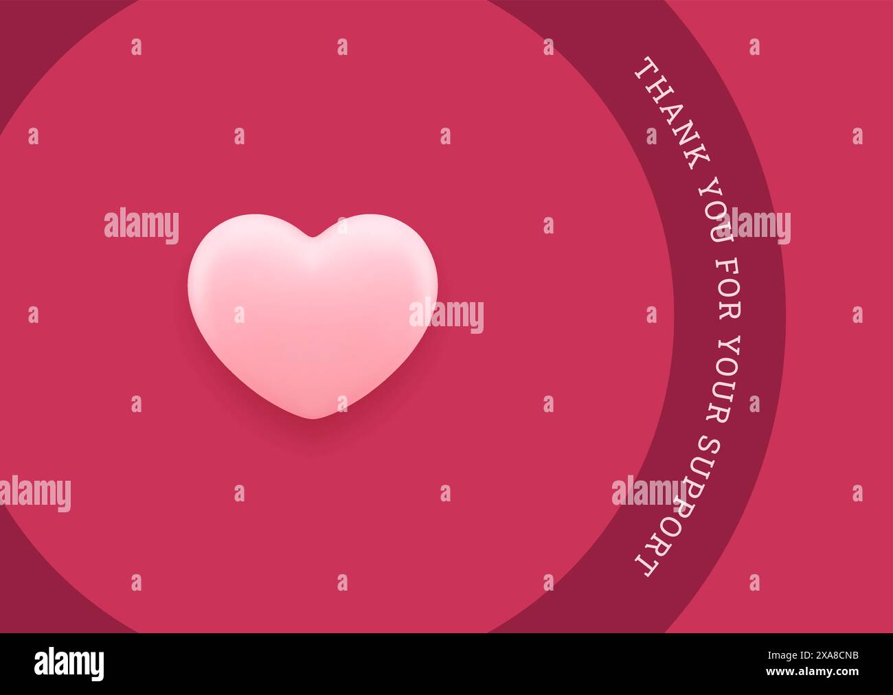 Merci pour le soutien de la commande carte commerciale modèle de conception de coeur rose illustration vectorielle réaliste. Message de Thanksgiving que le client apprécie Illustration de Vecteur