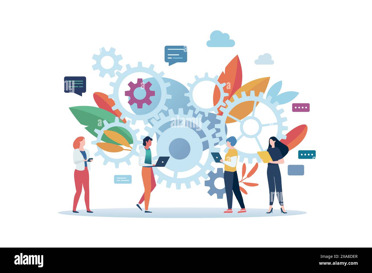 Travail d'équipe d'affaires avec système de mécanisme. Illustration vectorielle Illustration de Vecteur