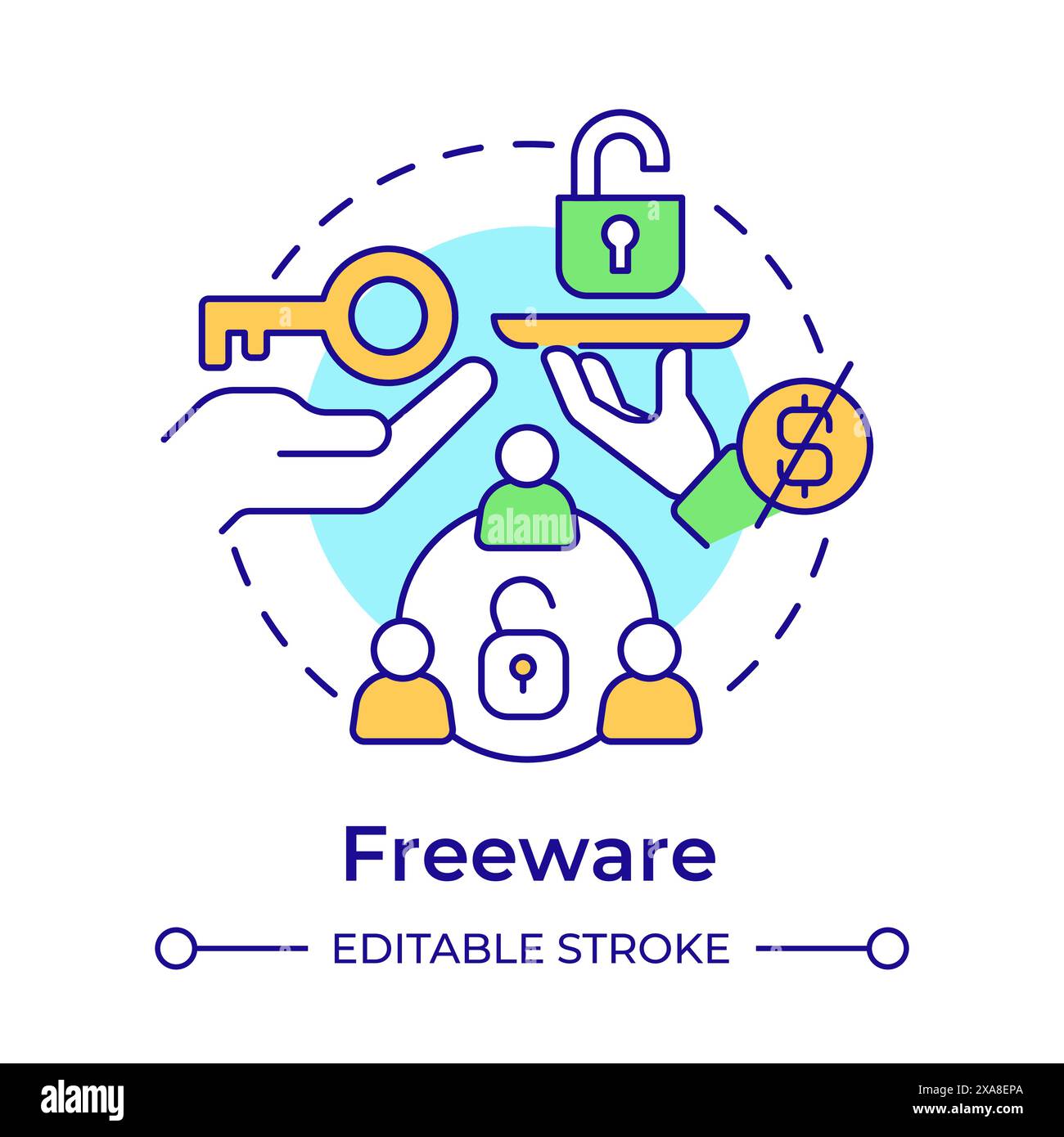 Icône de concept multi-couleur freeware Illustration de Vecteur