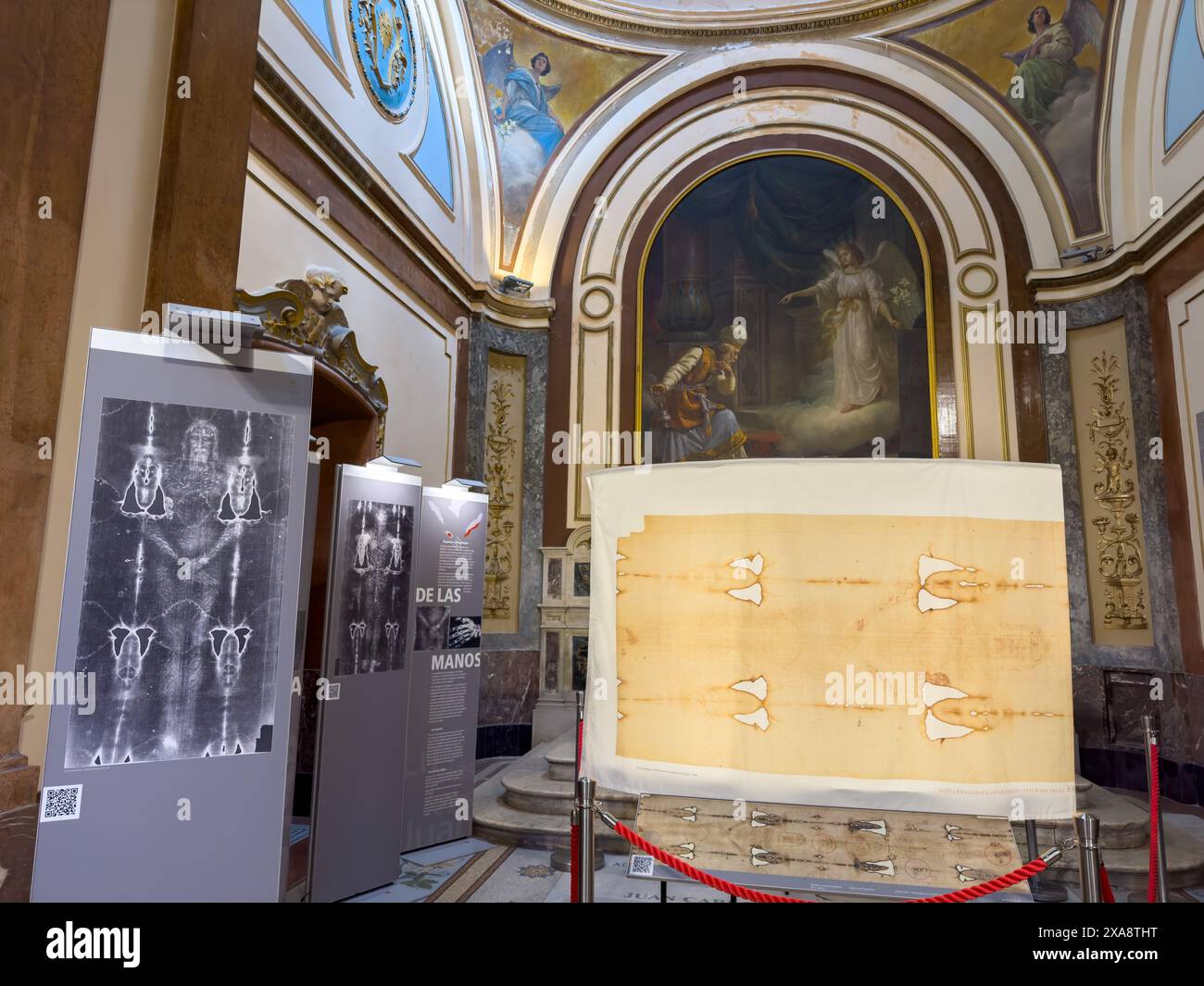 Reproduction du Suaire de Turin dans la chapelle San Juan Bautista de la cathédrale métropolitaine de Buenos Aires, Argentine. Banque D'Images