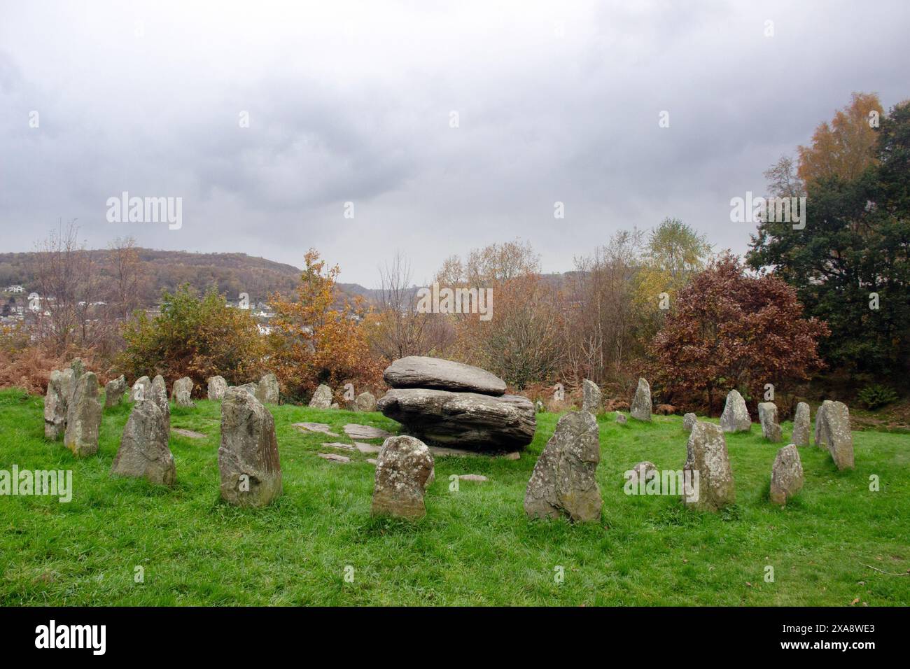 La pierre à bascule sur Coedpenmaen Common était un lieu de réunion public à Pontypridd des chartistes aux druides, également le Dr William Price s'est adressé au public Banque D'Images