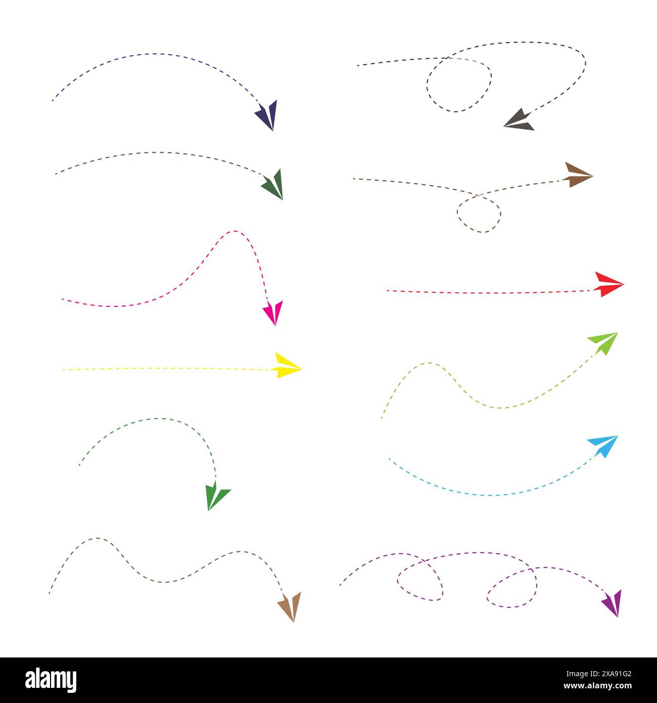 Ensemble de flèches en pointillés Illustration de Vecteur