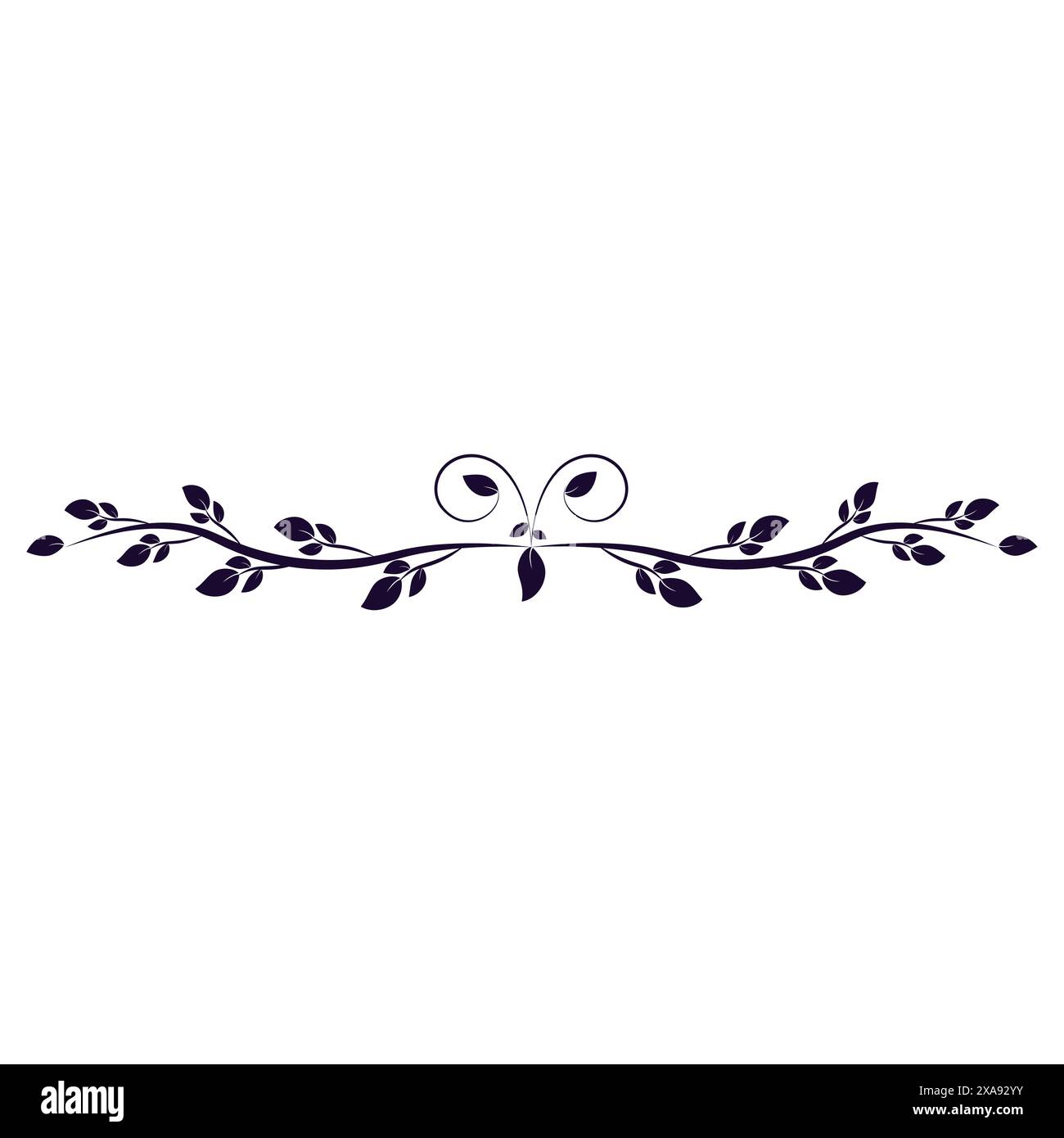 Bande de séparation florale noire motif abstrait illustration vectorielle isolée sur fond blanc Illustration de Vecteur