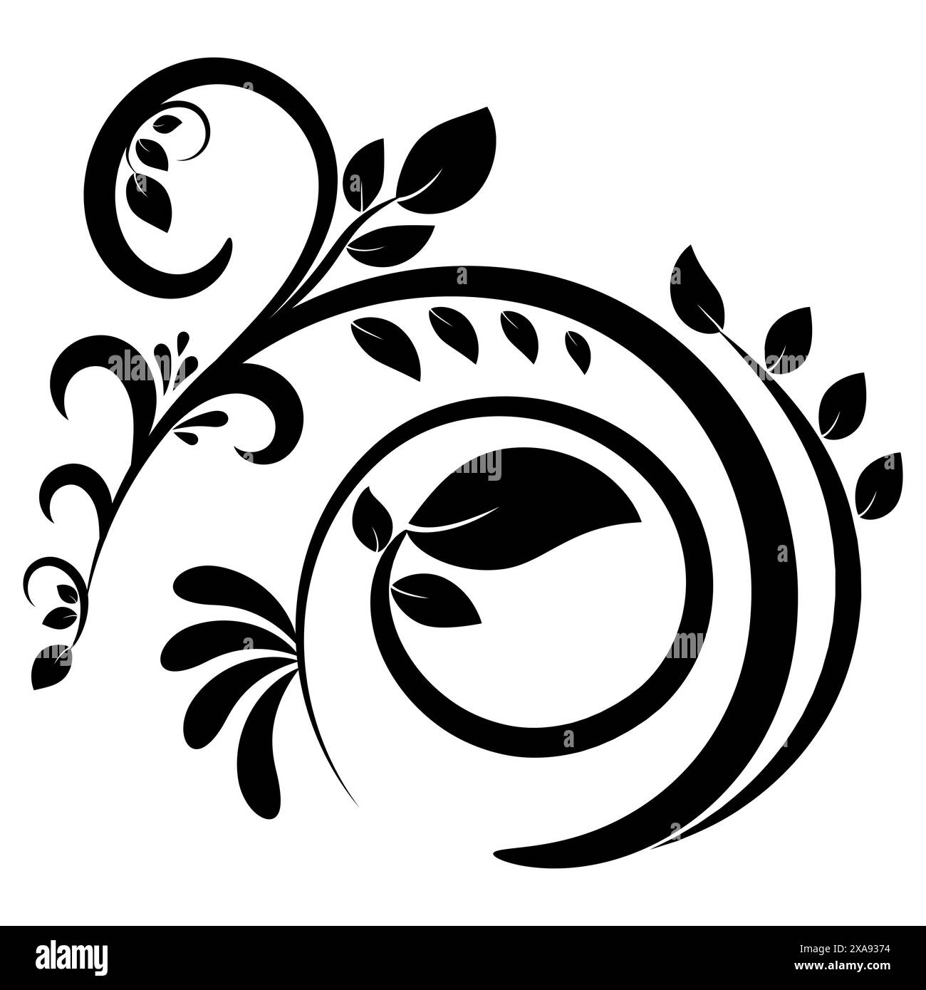 Motif noir abstrait floral illustration vectorielle isolée sur fond blanc Illustration de Vecteur