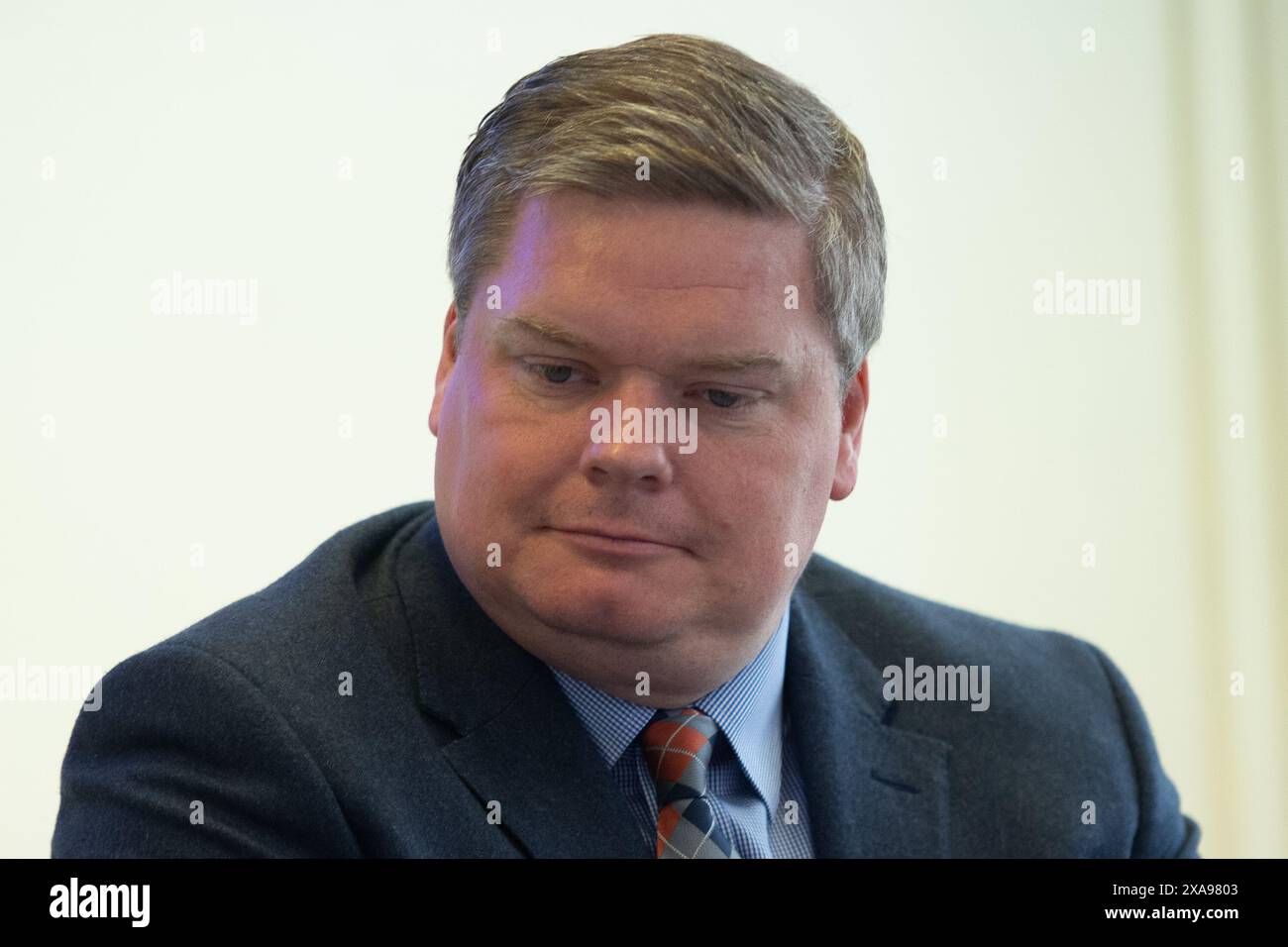 Londres, Royaume-Uni. 05 juin 2024. Chris McEleny - Secrétaire général du Parti de L'ALBA lors d'une séance d'information pour les élections générales de Westminster où ils ont annoncé que le Parti de L'ALBA présenterait et soutiendrait 20 candidats aux élections de juillet. Crédit : Justin Ng/Alamy Live News. Banque D'Images