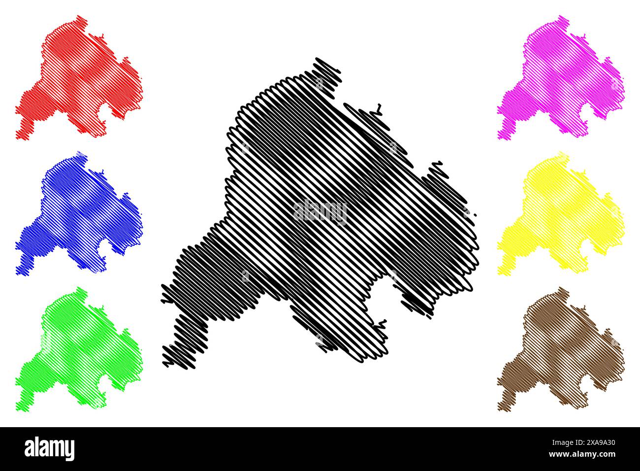 Columbia-Shuswap Regional District (Canada, Colombie-Britannique ou province de la Colombie-Britannique, Amérique du Nord) illustration vectorielle, croquis de griffonnage Columbia Shuswap Illustration de Vecteur