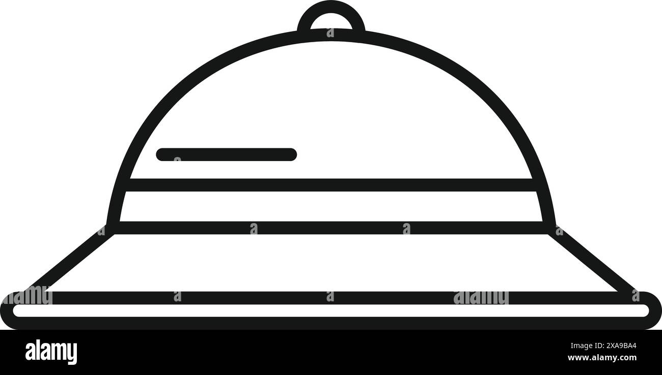 Icône simple représentant un casque safari à moelle, évoquant des images d'explorateurs marchant à travers la savane africaine Illustration de Vecteur