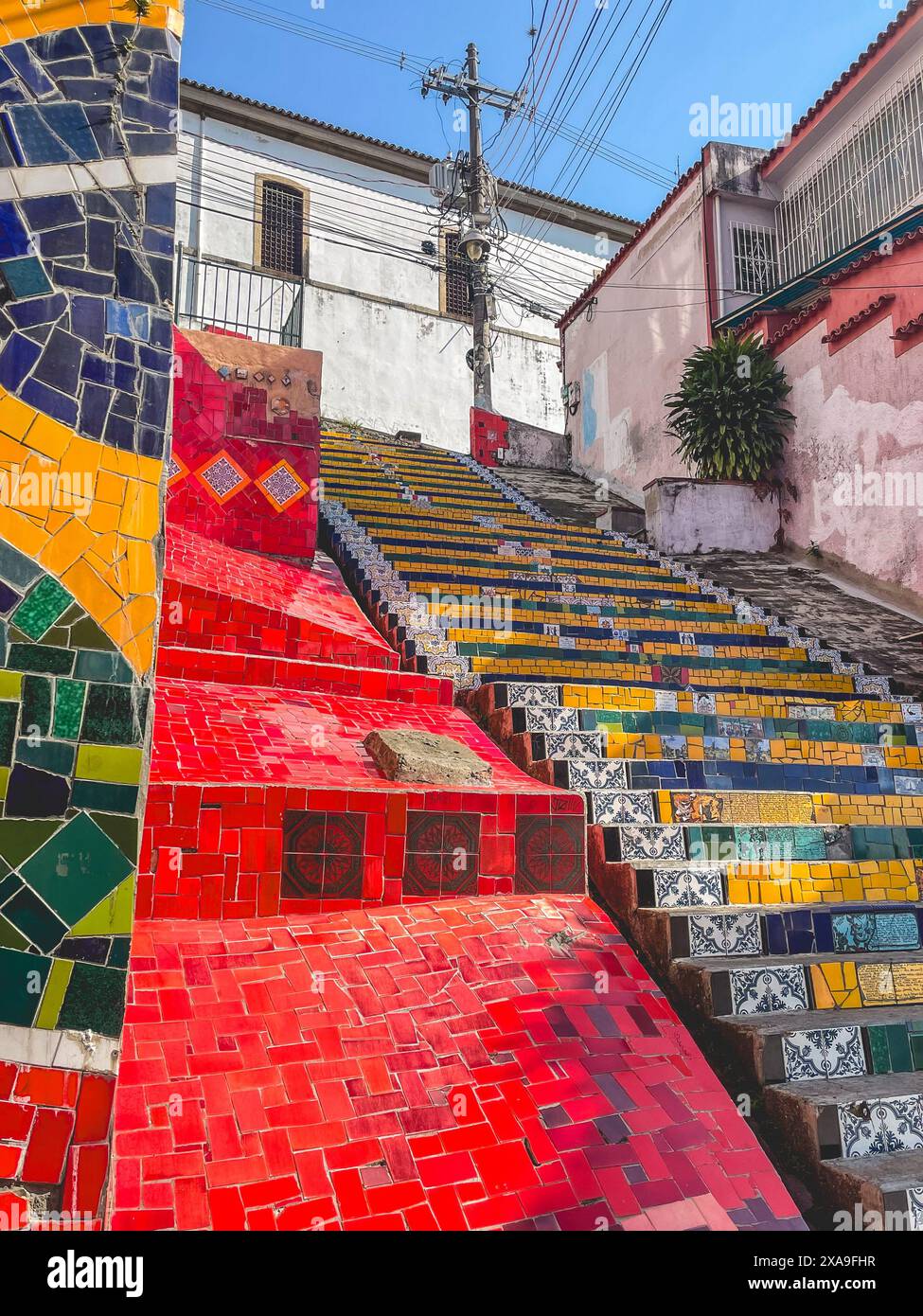 Escadaria Selarón. Beaux escaliers avec des carreaux peints à la main à Lapa, Rio de Janeiro, Brésil. 28 mai 2024. Banque D'Images