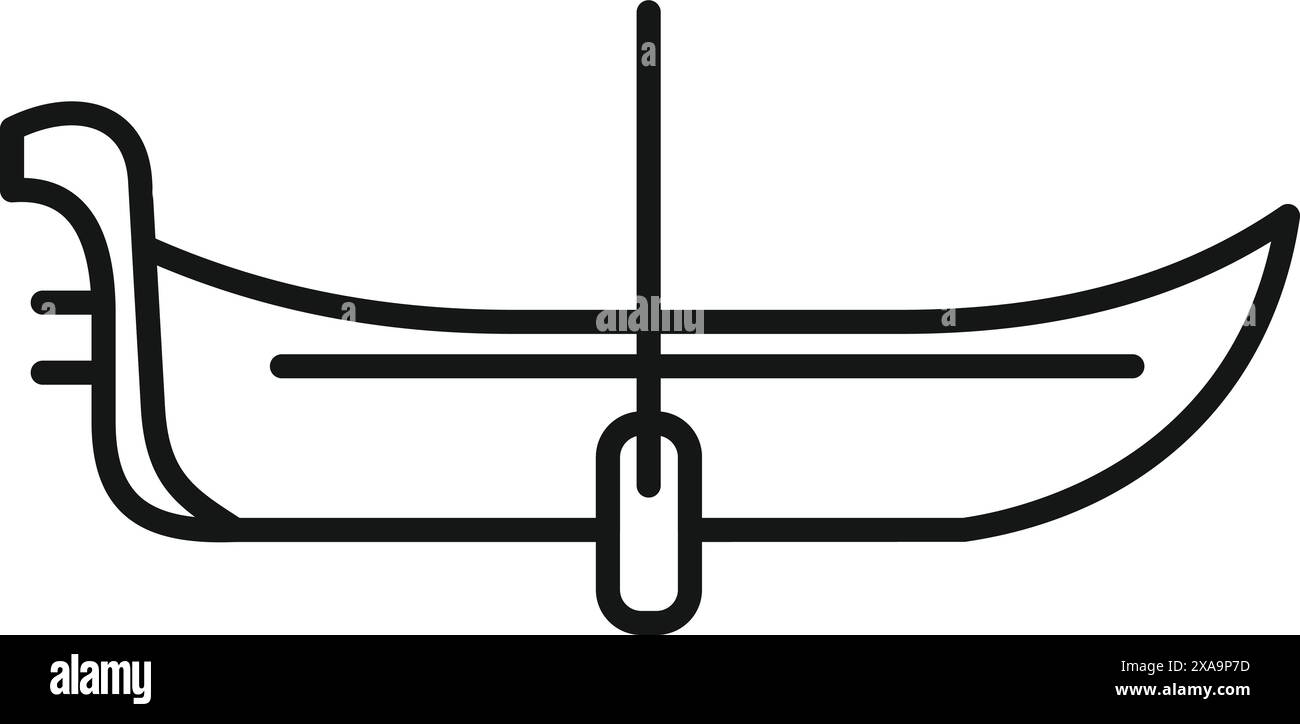 Icône de ligne simple représentant une gondole traditionnelle attendant les passagers Illustration de Vecteur