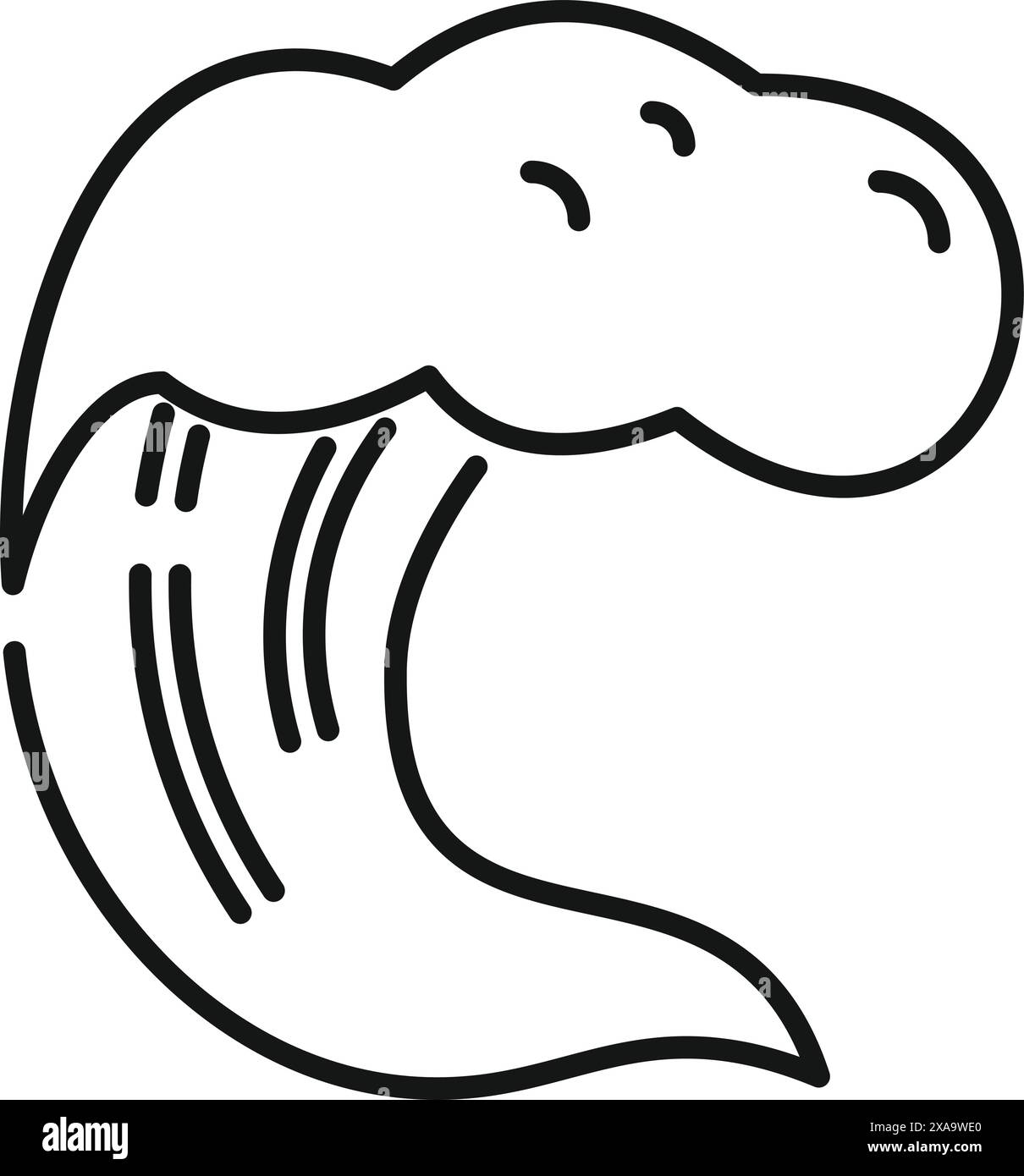 Dessin stylisé d'une grande vague de curling et de rupture Illustration de Vecteur
