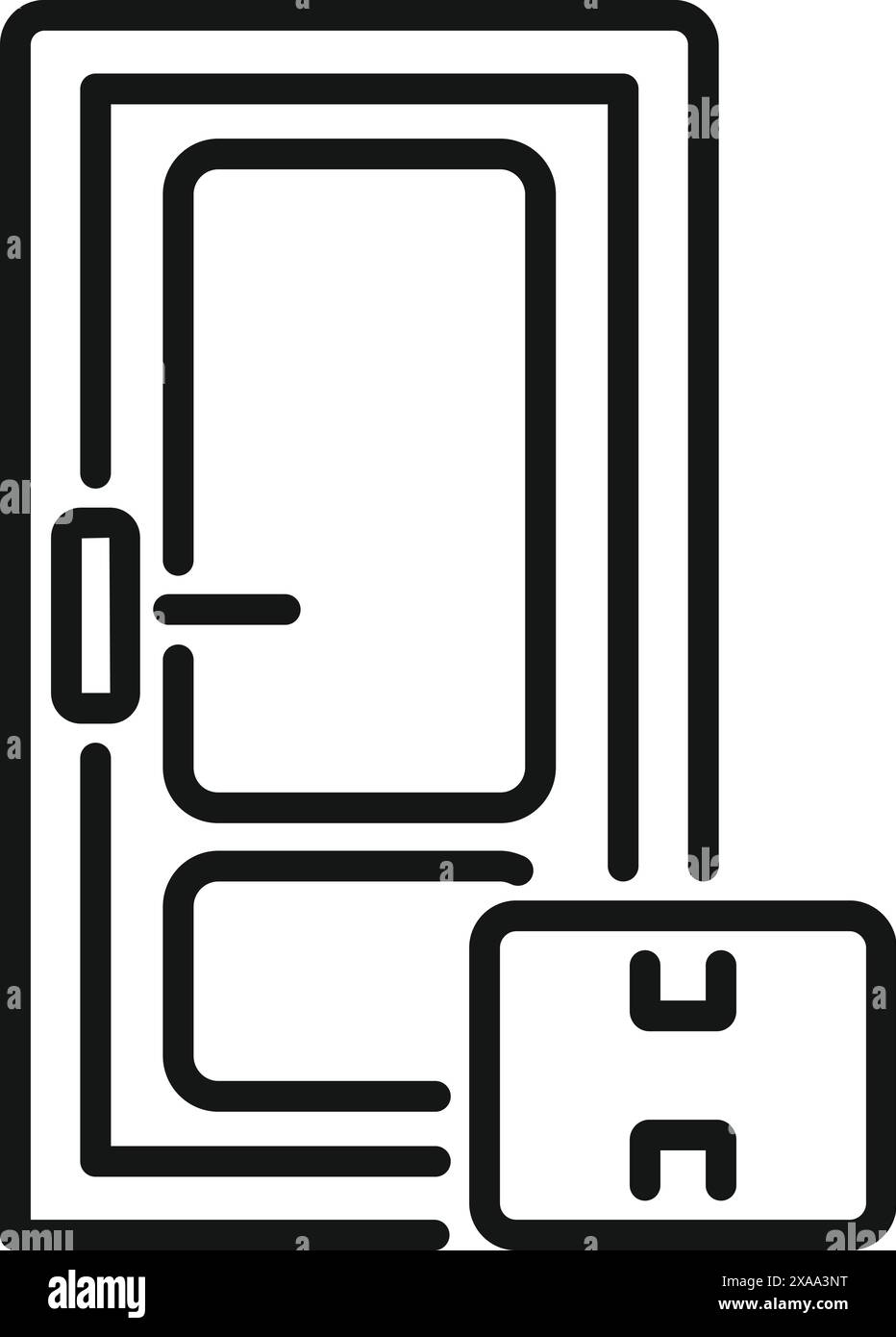 Boîte en carton laissée à la porte, suggérant qu'une livraison a été effectuée Illustration de Vecteur